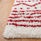 SAFAVIEH Arizona Shag Collection Area Rug - 9' x 12', Ivory & Red, Moroccan Design, Non-Shedding & Easy Care, 1.6-inch Thick Ideal for High Traffic Areas in Living Room, Bedroom (ASG741P)