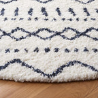 SAFAVIEH Arizona Shag Collection Area Rug - 5'1" Round, Ivory & Slate, Moroccan Design, Non-Shedding, 1.6-inch Thick, Ideal for High Traffic Areas in Living Room, Bedroom (ASG741M-5R)
