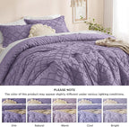 Bedsure Full Comforter Set - Grayish Purple Comforter, Boho Tufted Shabby Chic Bedding for Kids, 3 Pieces Vintage Farmhouse Bed Set for All Seasons, Fluffy Soft Bedding with 2 Pillow Shams