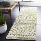 SAFAVIEH Arizona Shag Collection Runner Rug - 2'3" x 6', Ivory & Green, Moroccan Design, Non-Shedding & Easy Care, 1.6-inch Thick, Ideal for The Living Room, Bedroom, Dining Room (ASG741Y-26)