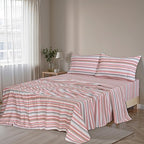 RUVANTI Flannel Sheets Full Size - 100% Cotton Double Brushed Bed Sheets Set, Deep Pockets 16 Inches, All Seasons Breathable & Extra Soft Full Sheets, Warm & Cozy, 4 Piece, Multi Chevron Stripe