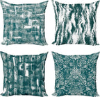 Ambesonne Vintage Throw Pillow Cushion Case Pack of 4, Abstract Grunge Effect Brushstrokes Waving Striping Stains Paisley Drops, Modern Accent Double-Sided Digital Printing, 24", Dark Sea Green Teal