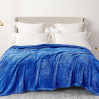 Exclusivo Mezcla Plush Fuzzy Fleece Bed Blanket Twin Size, Super Soft, Fluffy and Warm Blankets, Suitable for All Seasons (Cobalt Blue, 90x66 Inches)