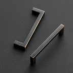 Ravinte 10 Pack Solid Kitchen Cabinet Handles Oil Rubbed Bronze Cabinet Pulls Slim Drawer Pulls with 3-1/2 Inch Hole Center Square Bar Kitchen Cabinet Hardware