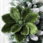 8 Pcs Large Christmas Flower Magnolia Flowers Christmas Tree Decoration Artificial Poinsettia Stems Velvet Xmas Ornaments for Xmas Tree Table Decor (Forest Green,12 Inch)