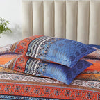 Cottolester Boho Comforter Set King Size 8 Piece Bed in a Bag Burnt Orange Paisley Fall Comforter and Sheet Set Bohemian Striped Bedding Set,Soft Microfiber Complete Bedding Set