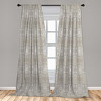 Ambesonne Grey Curtains, Victorian Lace Flowers and Leaves Retro Background Old Fashioned Graphic, Window Treatments 2 Panel Set for Living Room Bedroom, Pair of - 28" x 63", Warm Taupe