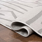 JONATHAN Y Graphic Lines High-Low Indoor Area Rug 5X8 White/Light Gray, Alcina Modern Scandinavian for Living Room, Bedroom, Kitchen, Easy-Cleaning, High Traffic, Pet-Friendly, Non-Shedding SND102C-5