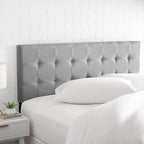 Amazon Basics Faux Linen Upholstered Tufted Headboard with Adjustable Height, King, Gray