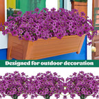Lnoicy 24 Pcs Artificial Flowers for Outdoor,Plastic Flowers Decoration, UV Resistant Faux Flowers Shrubs, Artificial Plants for Indoor Outside Garden Home Wedding Farmhouse(Fuchsia)