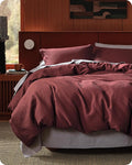 Bedsure Cotton Duvet Cover King - 100% Cotton Waffle Weave Maroon Red Duvet Cover King Size, GentleSoft™ and Breathable Bedding Set for All Season, 3 Pieces, 104"x90"