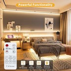 PAUTIX 5V USB COB LED Strip Light 6.56ft/2m 1200lm, 640LEDs Dimmable 3000K Warm White CRI90+ with RF Remote TV Backlight,Flexible Under Cabinet Tape Light for Bedroom,Kitchen,Home,Office DIY Lighting