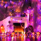 JMEXSUSS 250LED Orange and Purple String Lights Outdoor Waterproof, 8 Lighting Modes Orange and Purple Christmas Lights 91.5ft Connectable Halloween Light Indoor for Tree Yard Patio House Decor