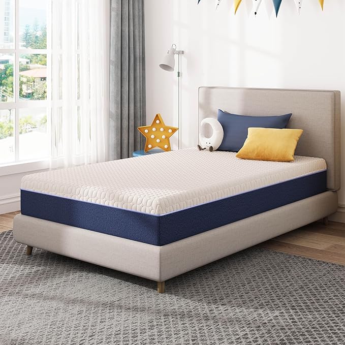 6 Inch TwinXL Size Mattress for Kids, Gel Cooling Memory Foam Mattress in A Box, Medium Firm Feel for Back Pain Relief, CertiPUR US Certified