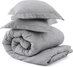 Bedsure Oversized Queen Comforter Set - Grey Soft Bedding for All Seasons, Cationic Dyed Bed Set, 3 Pieces, 1 Oversized Queen Size Comforter (98"x98") and 2 Pillow Shams (20"x26"+2")