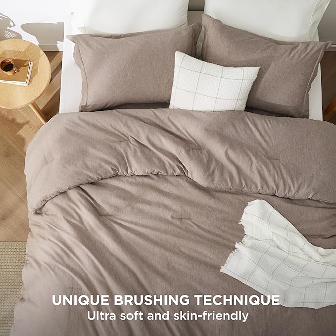 Bedsure Full Comforter Set - Khaki Soft Bedding for All Seasons, Cationic Dyed Bed Set, 3 Pieces, 1 Full Size Comforter (82"x86") and 2 Pillow Shams (20"x26"+2")