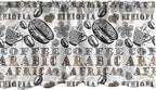Ambesonne Modern Window Valance Pack of 2, Coffee Beans with Ornamental Words Ethiopians Pattern, Rod Pocket Curtain Valances for Kitchen Bedroom, 54" X 18", Sand Brown Black