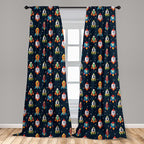 Ambesonne Spaceship Window Curtains, Cartoon Style Space Crafts Flying Through Cosmos Stared Background Astronauts, Lightweight Decor 2-Panel Set with Rod Pocket, Pair of - 28" x 95", Multicolor