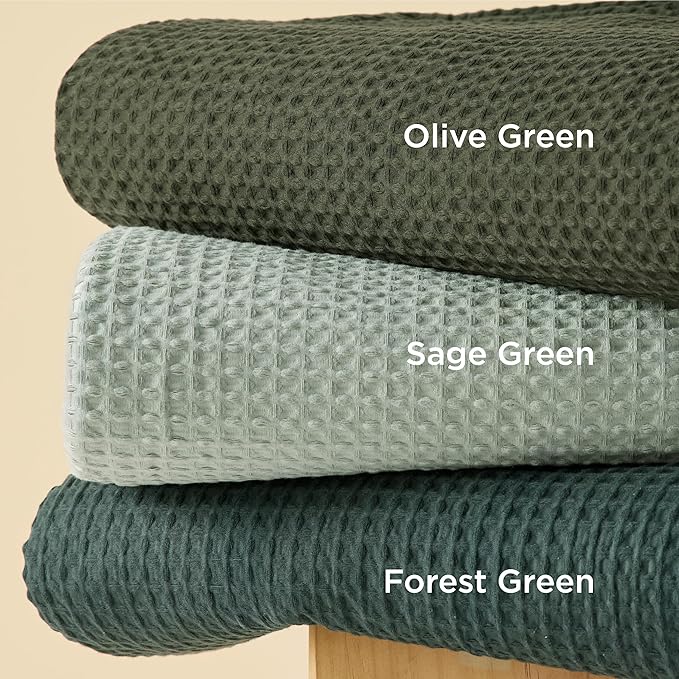 Bedsure Cotton Duvet Cover King - 100% Cotton Waffle Weave Sage Green Duvet Cover King Size, GentleSoft™ and Breathable Bedding Set for All Season, 3 Pieces, 104"x90"