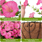 Artificial Faux Hanging Flowers Plants Baskets for Outdoors, Fake Silk Morning Glory in Planter UV Resistant Realistic Artificial Flower for Outside Porch Patio Balcony Garden Yard Home Decor