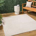 Eyely NCS101A-6SQ Scandinavian Odense Minimalist Angle Geometric Indoor Rug, Pet Friendly, Non-Shedding, Stain Resistant, Easy-Cleaning, Ivory/Cream, 6' Square, Indoor/Outdoor, Area Rug