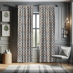 Ambesonne Moroccan Window Curtains, Portuguese Azulejo Checkered Squares Colorful Pattern Floral Arrangement, Lightweight Decor 2-Panel Set with Rod Pocket, Pair of - 28" x 95", Dark Blue Amber Red