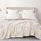 Exclusivo Mezcla Plush Fuzzy Fleece Bed Blanket Queen Size, Super Soft, Fluffy and Warm Blankets Suitable for All Seasons (Beige, 90x90 Inches)