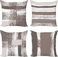 Ambesonne Grunge Throw Pillow Cushion Case Pack of 4, Abstract Design Simplistic Minimal Stripes Brushstrokes Contemporary, Modern Accent Double-Sided Digital Printing, 20", Taupe Grey and Dimgray
