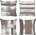 Ambesonne Grunge Throw Pillow Cushion Case Pack of 4, Abstract Design Simplistic Minimal Stripes Brushstrokes Contemporary, Modern Accent Double-Sided Digital Printing, 20", Taupe Grey and Dimgray