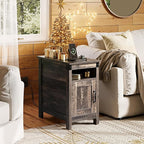 WLIVE End Table with Charging Station, Side Table with USB Ports and Outlets, Narrow Side Table for Small Spaces, Living Room, Couch, Nightstand with Storage, Brown