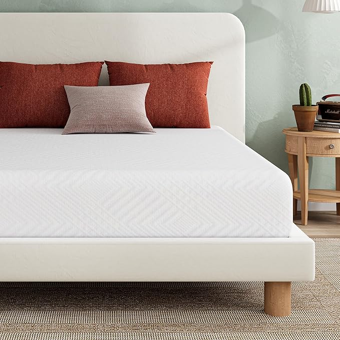 EGO 8 Inch Twin Memory Foam Mattress - Green Tea & Cooling Gel, Medium Firm, CertiPUR-US Certified, for Kids & Bunk Beds, 38"x75", White