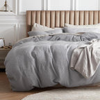 Bedsure Cotton Duvet Cover Set - 100% Cotton Waffle Weave Grey Duvet Cover Oversized King Size, GentleSoft™ and Breathable Bedding Set for All Season, 3 Pieces, 120"x98"