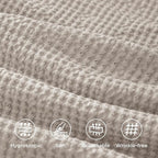 Bedsure 100% Cotton Duvet Cover King Size with Fitted Sheet - 4 Pieces Linen Color Waffle Weave Bedding Set, GentleSoft™ and Breathable, Includes 1 Duvet Cover 104x90, 1 Fitted Sheet, 2 Pillow Shams