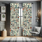 Ambesonne Leafy Art Curtains, Scandinavian Leaves Pattern with Geometric Roundy Modern Boho Print, Window Treatments 2 Panel Set for Living Room Bedroom, Pair of - 28" x 63", Pale Green Redwood Teal