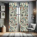 Ambesonne Leafy Art Curtains, Scandinavian Leaves Pattern with Geometric Roundy Modern Boho Print, Window Treatments 2 Panel Set for Living Room Bedroom, Pair of - 28" x 95", Pale Green Redwood Teal