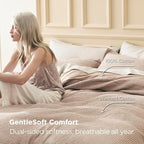 Bedsure 100% Cotton Duvet Cover Queen Size with Fitted Sheet - 4 Pieces Khaki Waffle Weave Bedding Set, GentleSoft™ and Breathable, Includes 1 Duvet Cover 90x90, 1 Fitted Sheet, 2 Pillow Shams