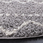SAFAVIEH Arizona Shag Collection Area Rug - 5'1" Round, Grey & Ivory, Moroccan Design, Non-Shedding & Easy Care, 1.6-inch Thick Ideal for High Traffic Areas in Living Room, Bedroom (ASG741G)