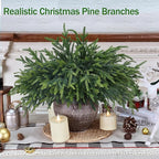 36 Pcs Christmas Greenery Pines Branch Pine Branches Artificial Green Pine Stem - Real Touch for Vase DIY Crafts Flower Arrangement Home Indoor Christmas Decor(18 Inch)