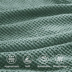 Bedsure Cotton Duvet Cover King - 100% Cotton Waffle Weave Green Duvet Cover King Size, GentleSoft™ and Breathable Bedding for All Season, 3 Pieces, 104"x90"
