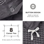 Bedsure Cooling Waffle Duvet Cover King - Cotton Blend Rayon Derived from Bamboo Duvet Cover Set for Hot Sleepers, Breathable Bedding Set with a Vintage Charm, 3 Pieces (Charcoal, King, 104"x90")