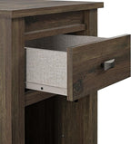 Ameriwood Home Farmington Country Style Nightstand with Barn Door Design, Concealed Drawer and Open Cubby, Textured Weathered Medium Brown Finish