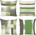Ambesonne Grunge Throw Pillow Cushion Case Pack of 4, Abstract Design Simplistic Minimal Stripes Brushstrokes Contemporary, Modern Accent Double-Sided Digital Printing, 18", Slate Brown and Green