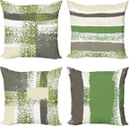 Ambesonne Grunge Throw Pillow Cushion Case Pack of 4, Abstract Design Simplistic Minimal Stripes Brushstrokes Contemporary, Modern Accent Double-Sided Digital Printing, 18", Slate Brown and Green