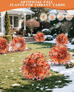 Artificial Mums Topiary Ball Tree With Flowers for Outdoors Fall Decor,Orange UV Resistant Fake Plants With Ground Spike Autumn Decorations for Home,Front Porch,Garden,Thanksgiving,Planters