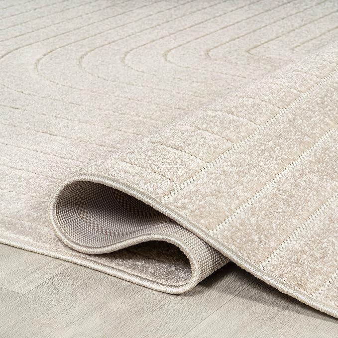 Eyely NCS101A-15 Scandinavian Odense Minimalist Angle Geometric Indoor Rug, Pet Friendly, Non-Shedding, Stain Resistant, Easy-Cleaning, Ivory/Cream, 12 ft. x 15 ft., Indoor/Outdoor, Area Rug
