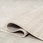 Eyely NCS101A-8SQ Scandinavian Odense Minimalist Angle Geometric Indoor Rug, Pet Friendly, Non-Shedding, Stain Resistant, Easy-Cleaning, Ivory/Cream, 8' Square, Indoor/Outdoor, Area Rug