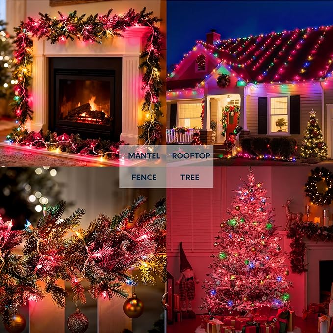 Joiedomi Christmas String Lights Indoor,200(2×100) Mini Pink Light,42.8 FT Lighting Decor for Dorm Classroom Bedroom Holiday Wedding Party Garland Birthday Festival,White Wire