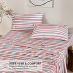 RUVANTI Flannel Sheets Full Size - 100% Cotton Double Brushed Bed Sheets Set, Deep Pockets 16 Inches, All Seasons Breathable & Extra Soft Full Sheets, Warm & Cozy, 4 Piece, Multi Chevron Stripe