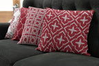 Ambesonne Vintage Throw Pillow Cushion Case Pack of 4, Monochrome Design Grid Trellis Quatrefoil Mesh and Dahlia Flowers Modern Print, Modern Accent Double-Sided Digital Printing, 18", Ruby and White