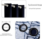 BONZER Mix and Match Curtains - 2 Pieces Branch Print Sheer Curtains and 2 Pieces Blackout Curtains for Bedroom Living Room Grommet Window Drapes, 37x63 Inch/Panel, Indigo, Set of 4 Panels
